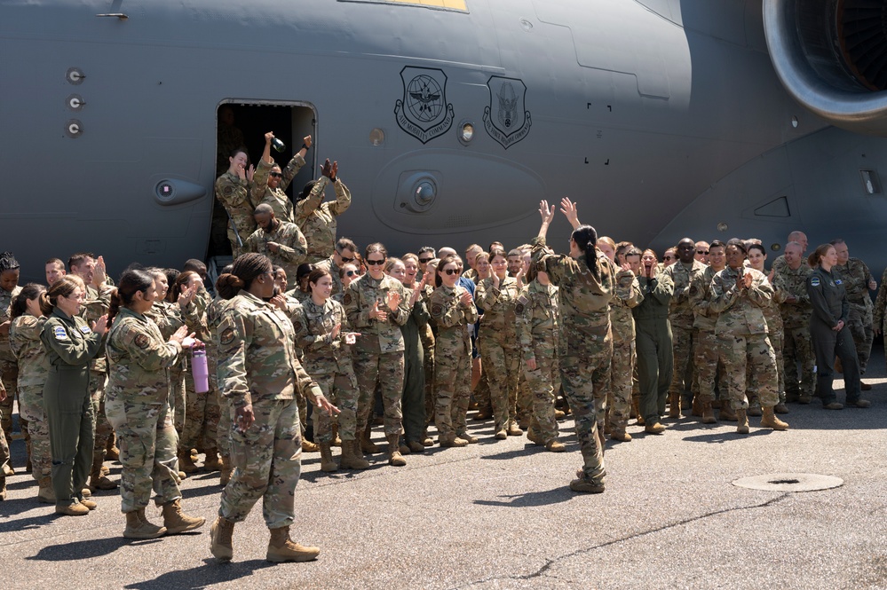 Even the sunshine celebrated: 315th AES CC Fini Flight