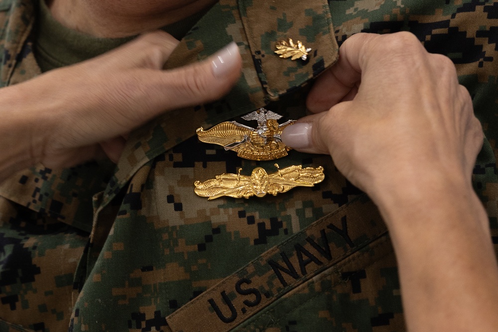 2nd Dental Battalion Commander receives the Fleet Marine Force Badge