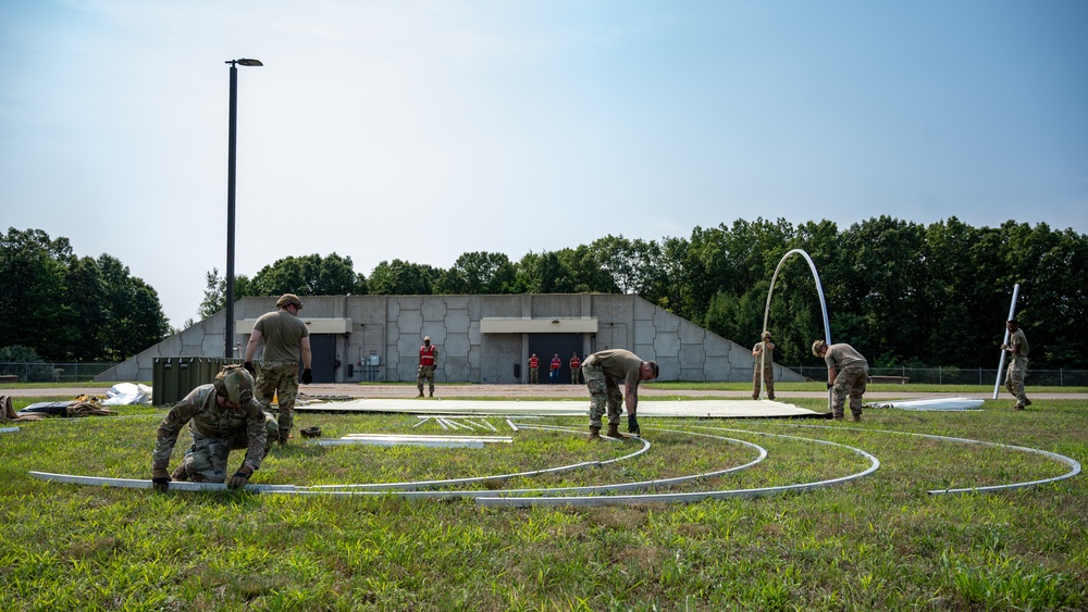 Airmen begin tent build-up during Exercise Northern Strike 25-2