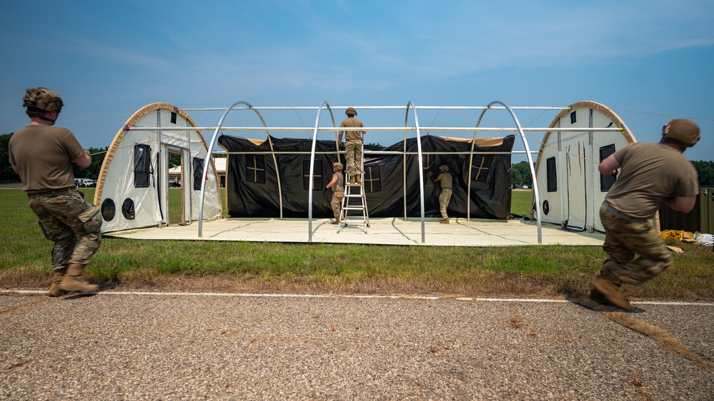 Airmen begin tent build-up during Exercise Northern Strike 25-2