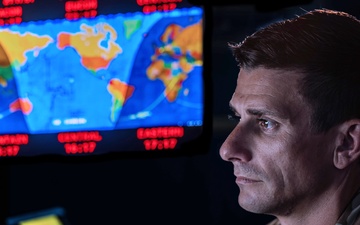 Combined Space Operations Center (CSpOC) staff monitor workstations.