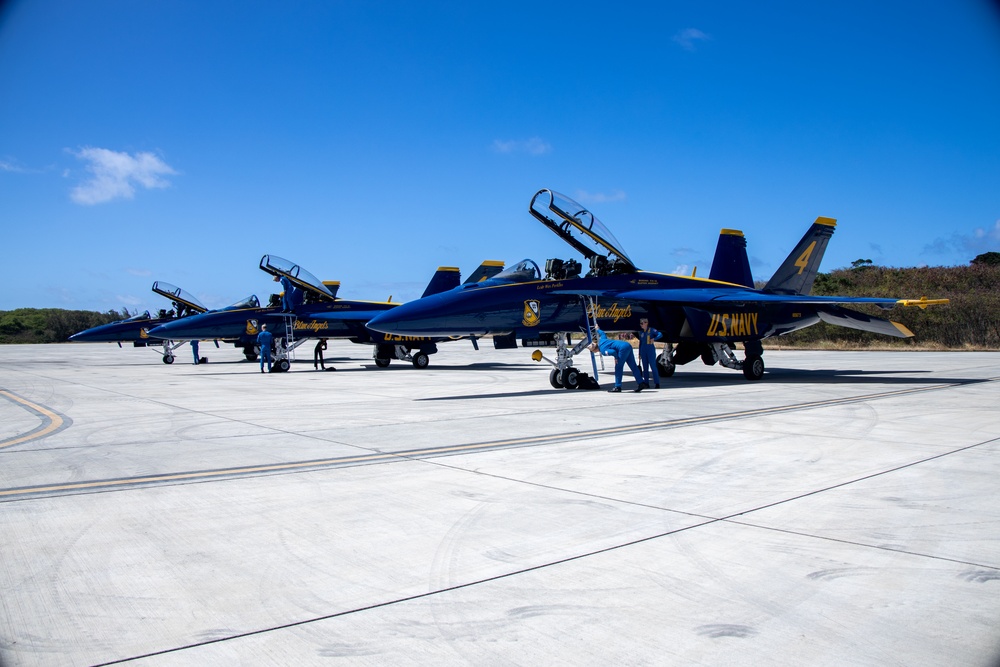 U.S. Navy Blue Angels Arrive To Marine Corps Base Hawaii