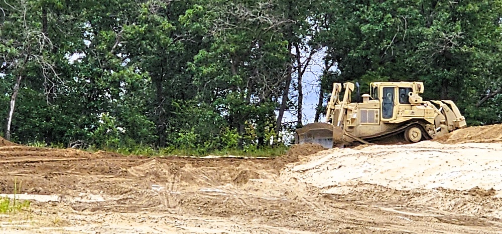 Engineer battalion Soldiers work on earth-moving troop project at Fort McCoy during July 2025 training