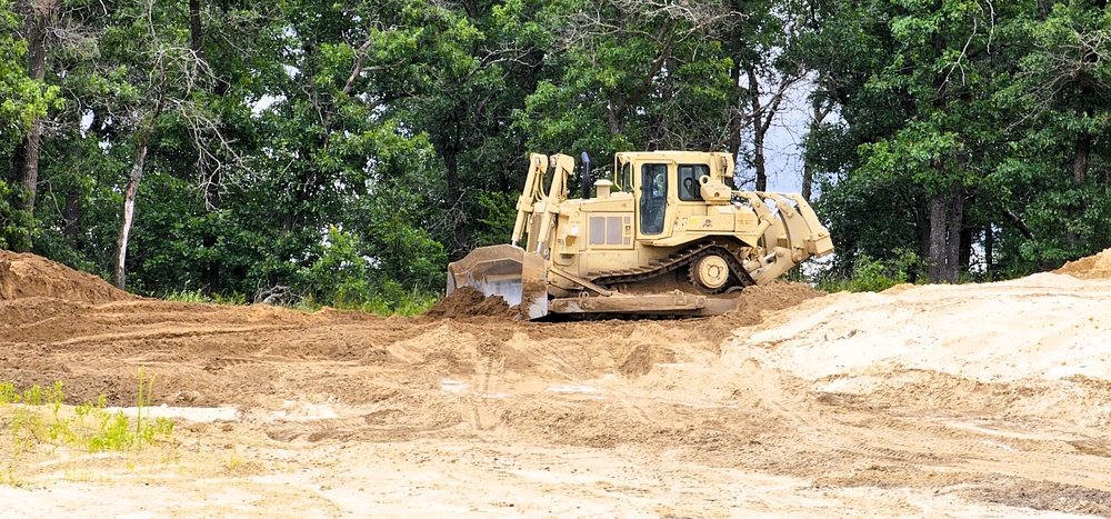 Engineer battalion Soldiers work on earth-moving troop project at Fort McCoy during July 2025 training