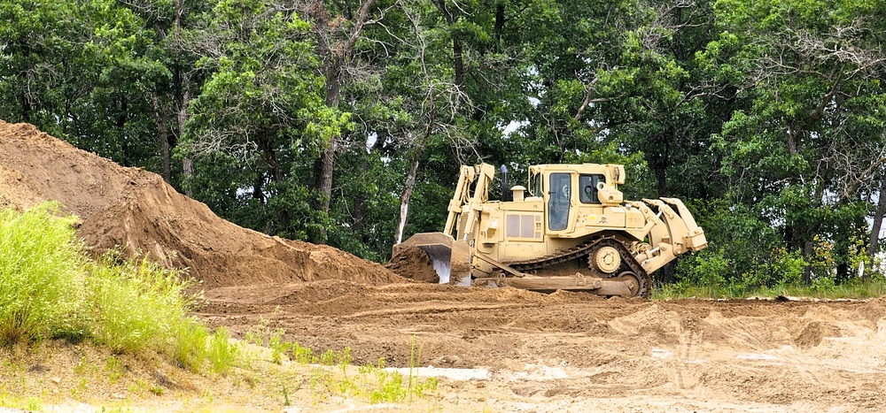 Engineer battalion Soldiers work on earth-moving troop project at Fort McCoy during July 2025 training