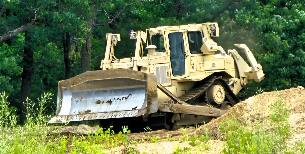 Engineer battalion Soldiers work on earth-moving troop project at Fort McCoy during July 2025 training