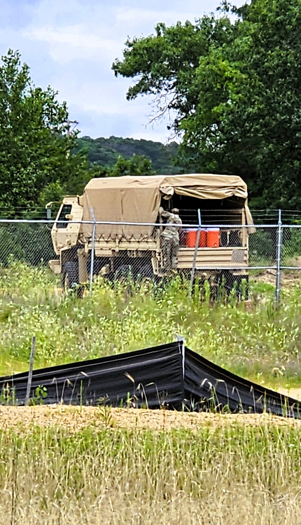 Engineer battalion Soldiers work on earth-moving troop project at Fort McCoy during July 2025 training