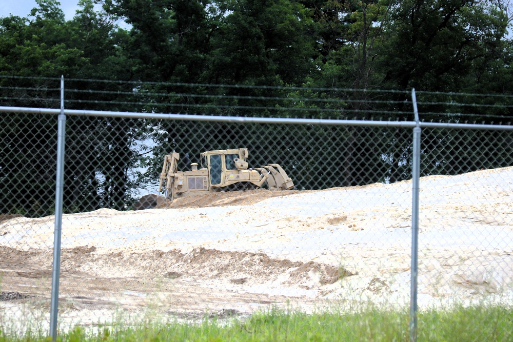 Engineer battalion Soldiers work on earth-moving troop project at Fort McCoy during July 2025 training