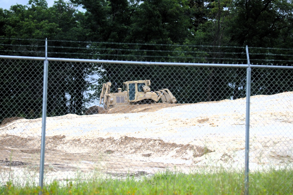 Engineer battalion Soldiers work on earth-moving troop project at Fort McCoy during July 2025 training
