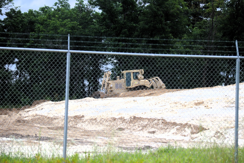Engineer battalion Soldiers work on earth-moving troop project at Fort McCoy during July 2025 training