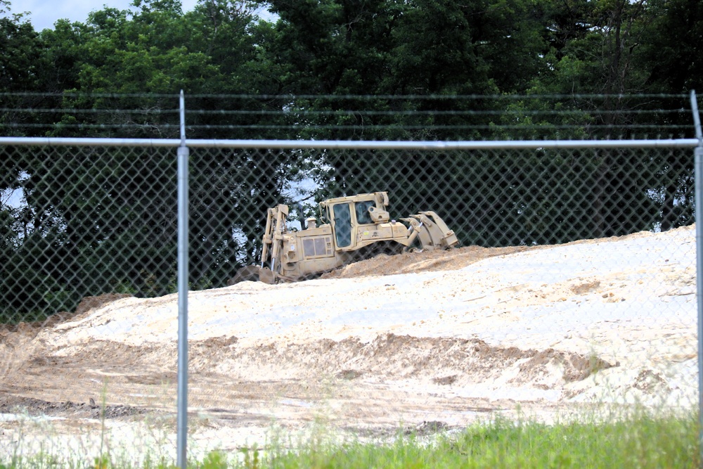 Engineer battalion Soldiers work on earth-moving troop project at Fort McCoy during July 2025 training