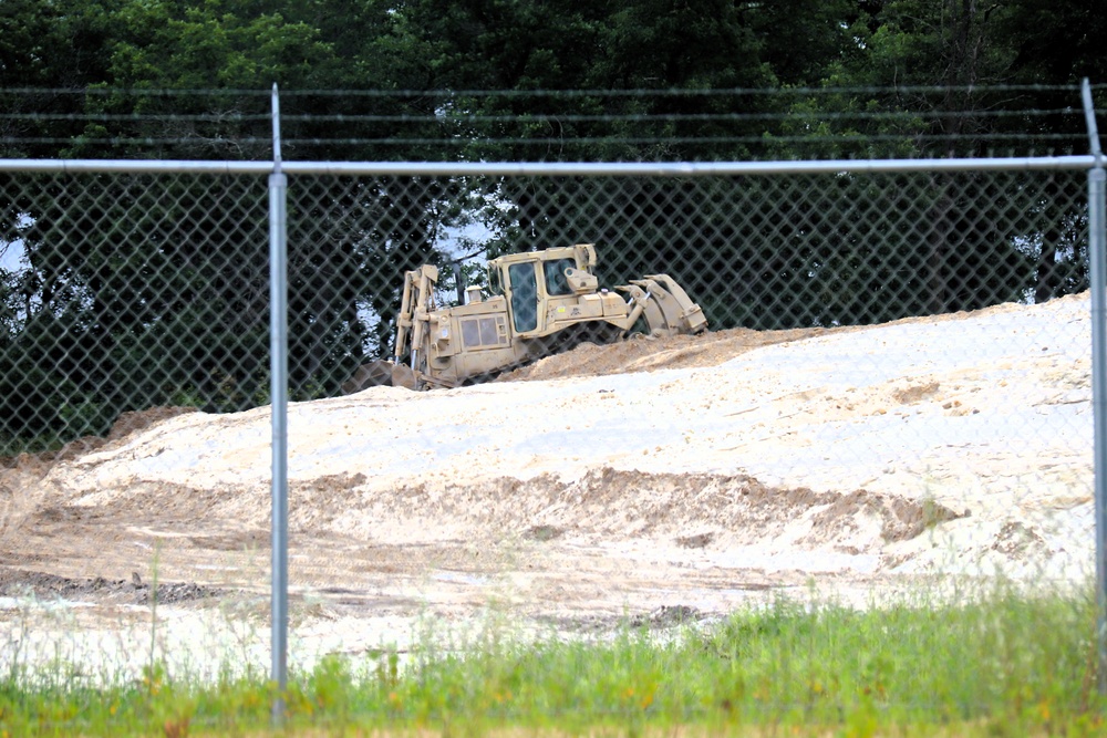 Engineer battalion Soldiers work on earth-moving troop project at Fort McCoy during July 2025 training