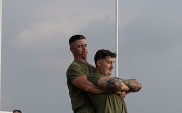 1st Marine Aircraft Wing senior enlisted advisor joins leaders during PT