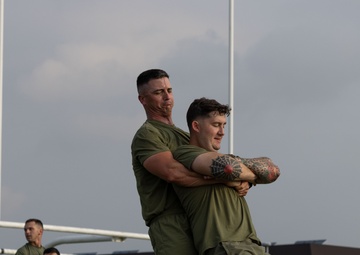1st Marine Aircraft Wing senior enlisted advisor joins leaders during PT