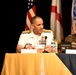 Rear Admiral Karrey 'DeWayne' Sanders addresses attendees in the SPACECOM Panel at the 2025 SMD Symposium