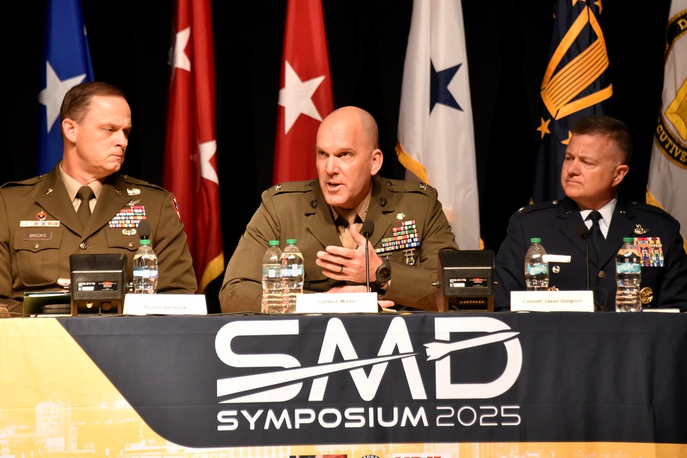 Col. Rich Martin addresses attendees in the SPACECOM Panel at the 2025 SMD Symposium