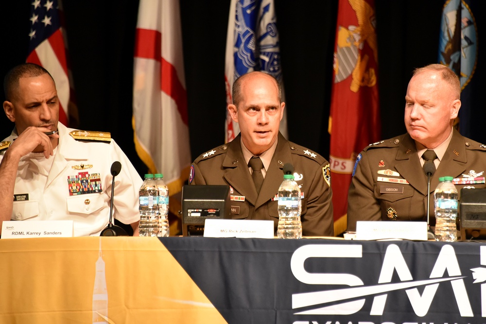 Maj. Gen. Richard Zellmann addresses attendees in the SPACECOM Panel at the 2025 SMD Symposium