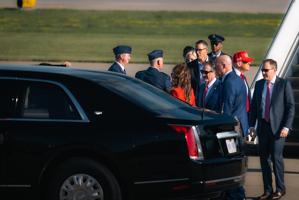 President Donald J. Trump at the Iowa National Guard's 132d Wing air base