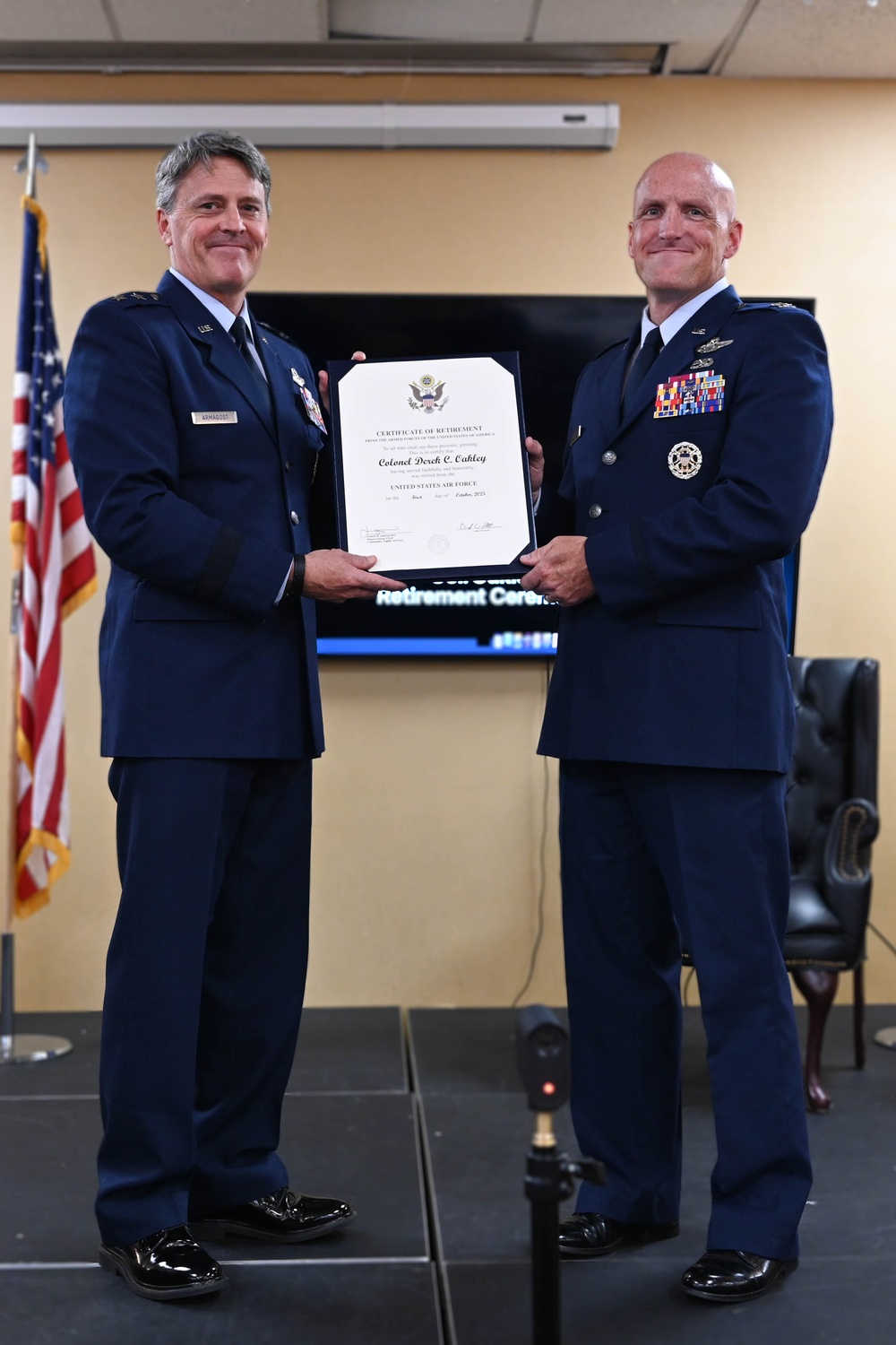 Col. Derek Oakley's retirement ceremony