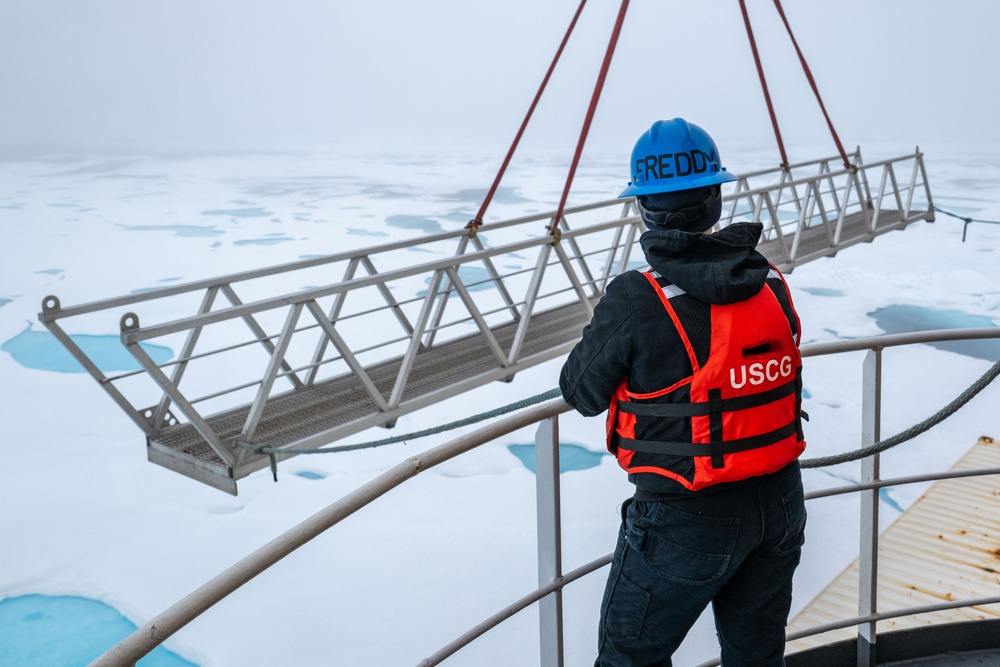 U.S. Coast Guard Cutter Healy conducts ice rescue training in Arctic Ocean