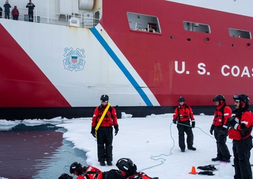 U.S. Coast Guard Cutter Healy conducts ice rescue training in Arctic Ocean