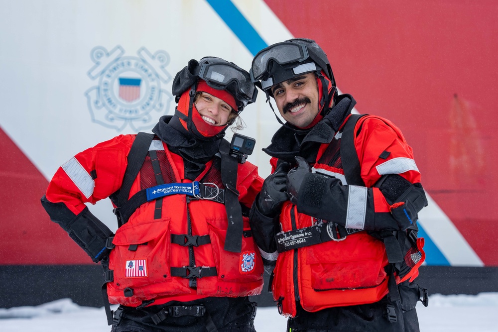 U.S. Coast Guard Cutter Healy conducts ice rescue training in Arctic Ocean