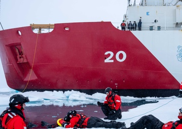 U.S. Coast Guard Cutter Healy conducts ice rescue training in Arctic Ocean