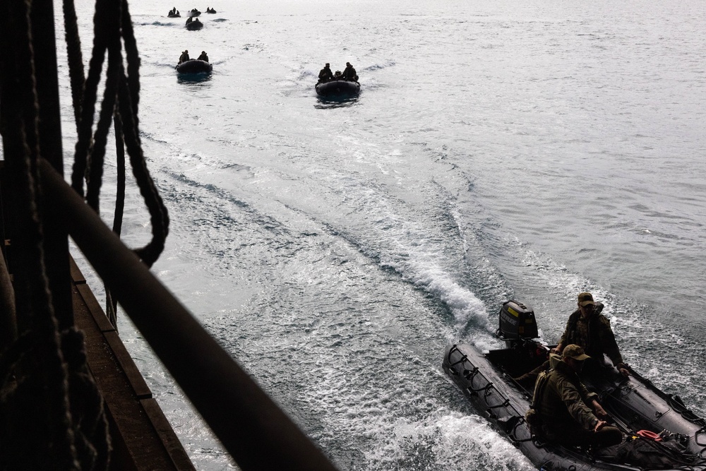 Marines with 1st Recon Bn. rehearse small boats familiarization