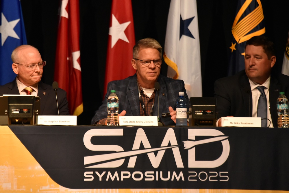 Retired Col. Jimmy Jenkins talks on the Acquisition Update for Space and Missile Defense Panel at the 2025 SMD Symposium