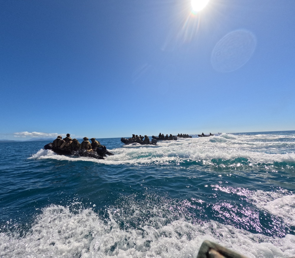 U.S. Marines with 1st Recon Bn. rehearse beach landings during Black Jack 25