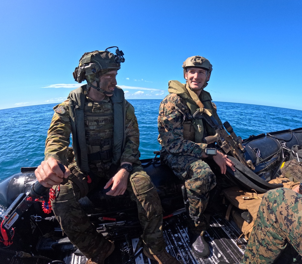 U.S. Marines with 1st Recon Bn. rehearse beach landings during Black Jack 25