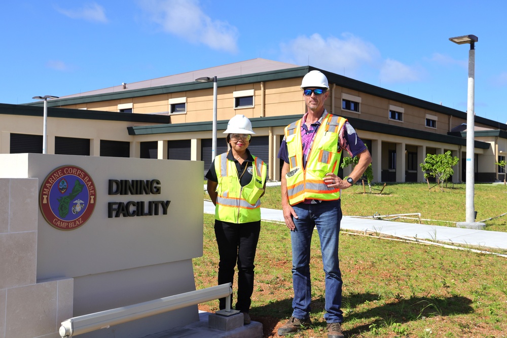 The Construction Manager and Project Manager for the Dining Facility Project on Camp Blaz Pose Together