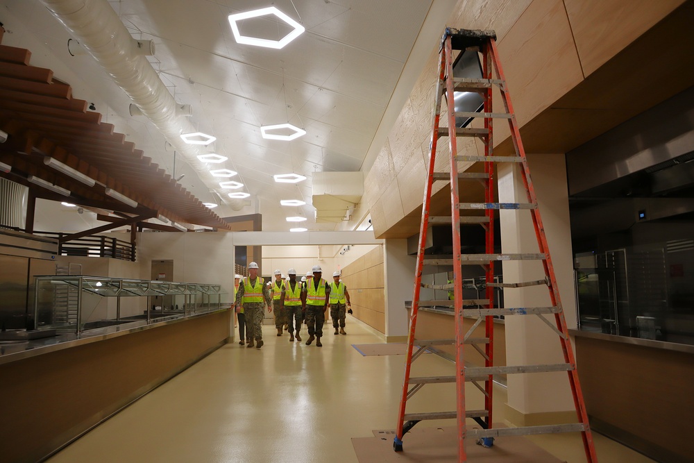 Marines Tour A New Dining Facility with the Officer in Charge of Construction