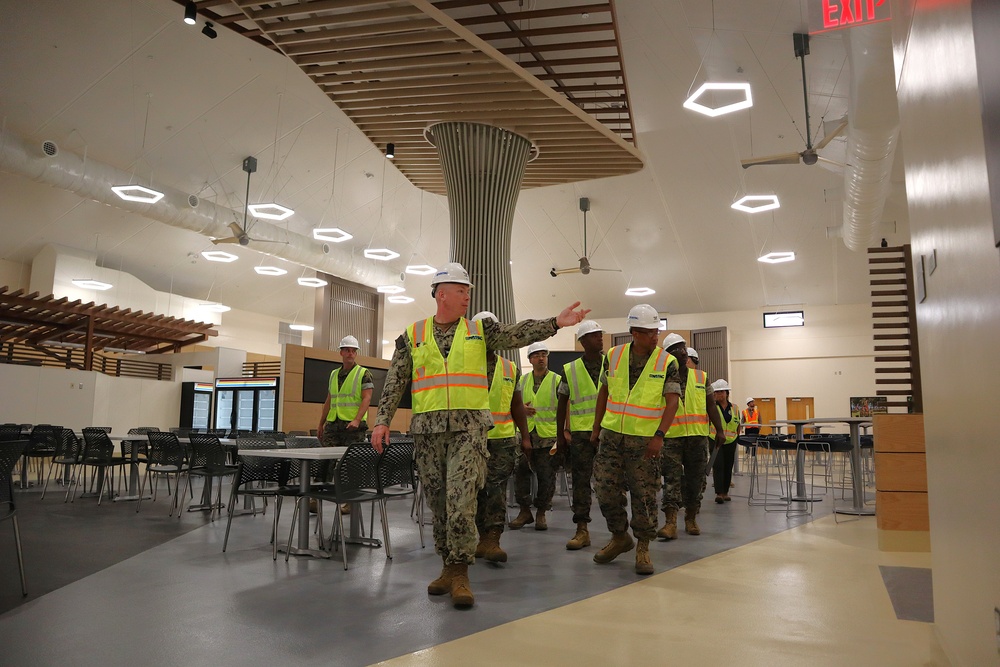 Marines Tour A New Dining Facility with the Officer in Charge of Construction