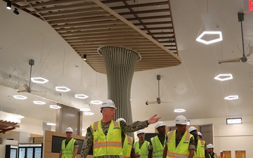 Marines Tour A New Dining Facility with the Officer in Charge of Construction
