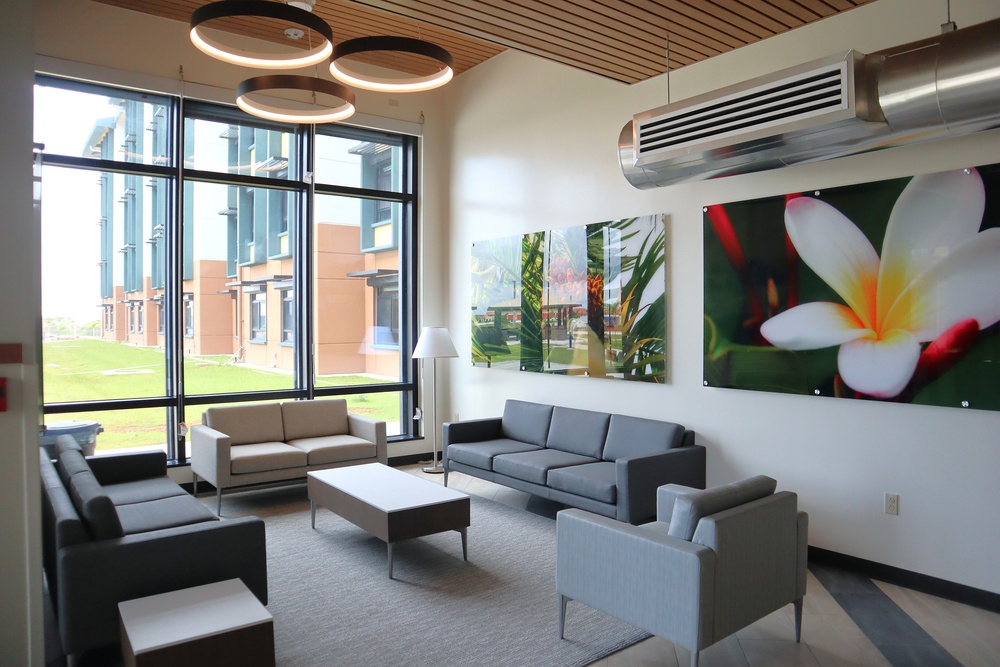 The Entry Lounge of a New Bachelor Officer Quarters on Marine Corps Base Camp Blaz