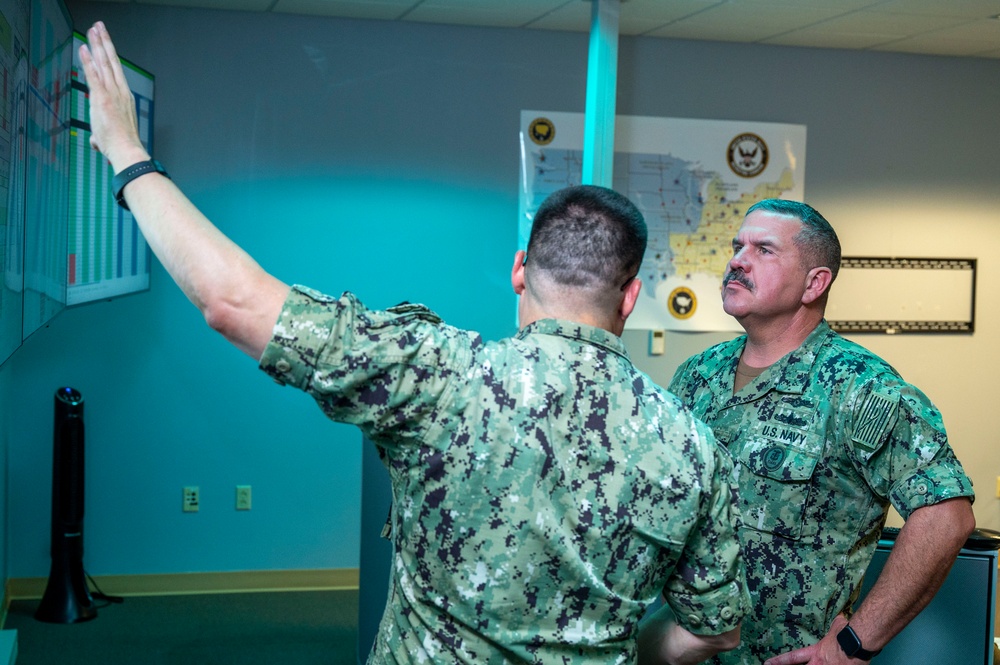 Navy Personnel, Manpower, and Training Fleet Master Chief Petty Officer Jay Walker visits Navy Recruiting Command Headquartered