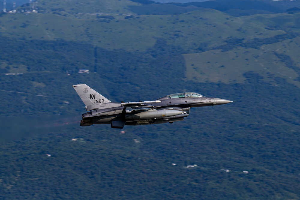 F-16 Fighting Falcons take off from Aviano Air Base