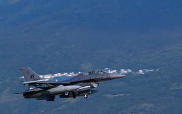 F-16 Fighting Falcons take off from Aviano Air Base