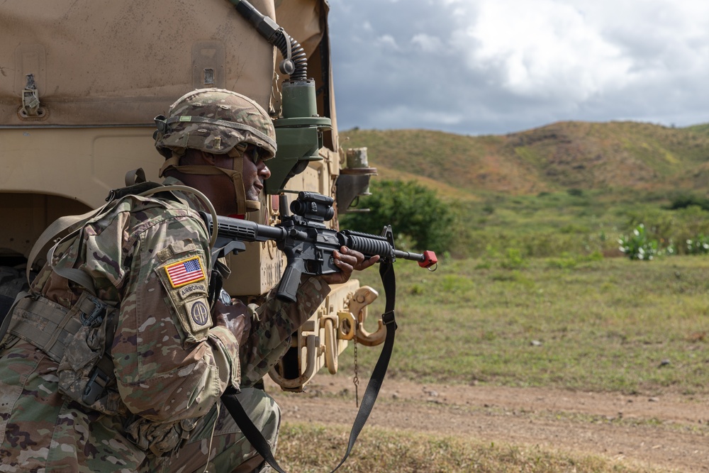 Soldier looks for enemy contact