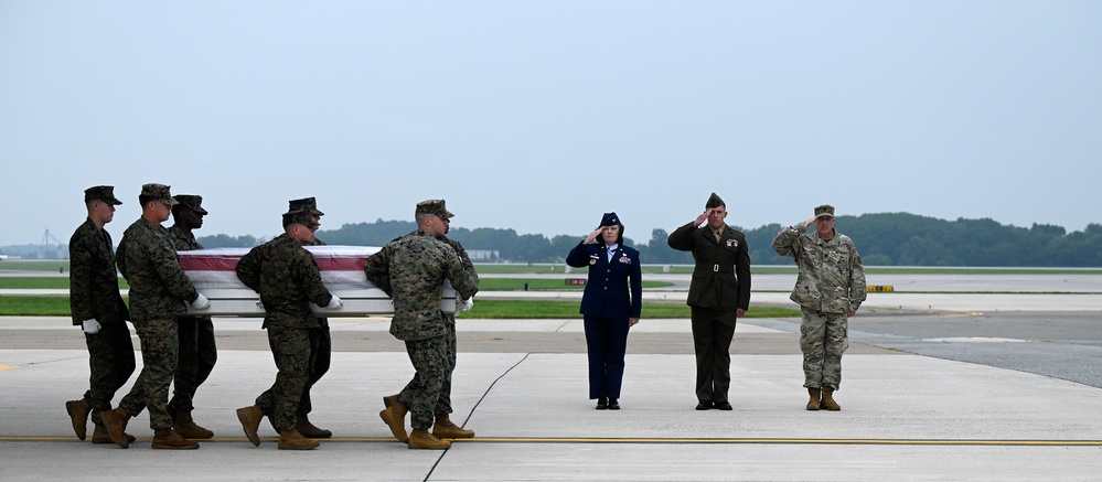 U.S. Marine Corps Cpl. Santiago Llanes  honored in dignified transfer Aug. 6, 2025