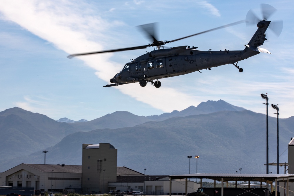 AKANG 210th RQS launches HH-60 Jolly Green II for novel flight from JBER