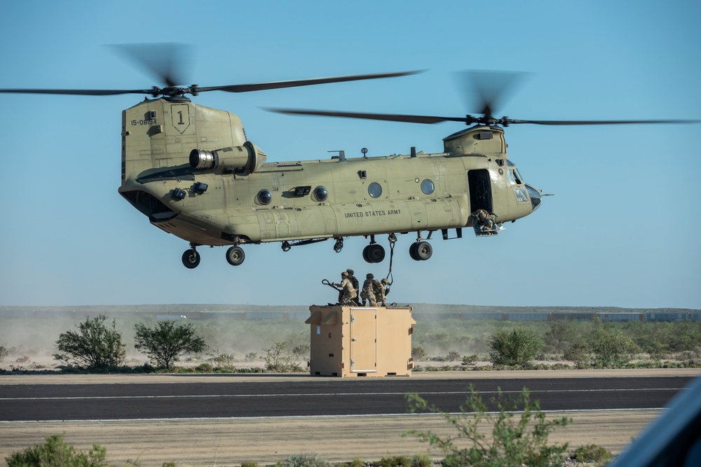 101st Division Sustainment Brigade conducts sling load operation to support US Customs and Border Protection