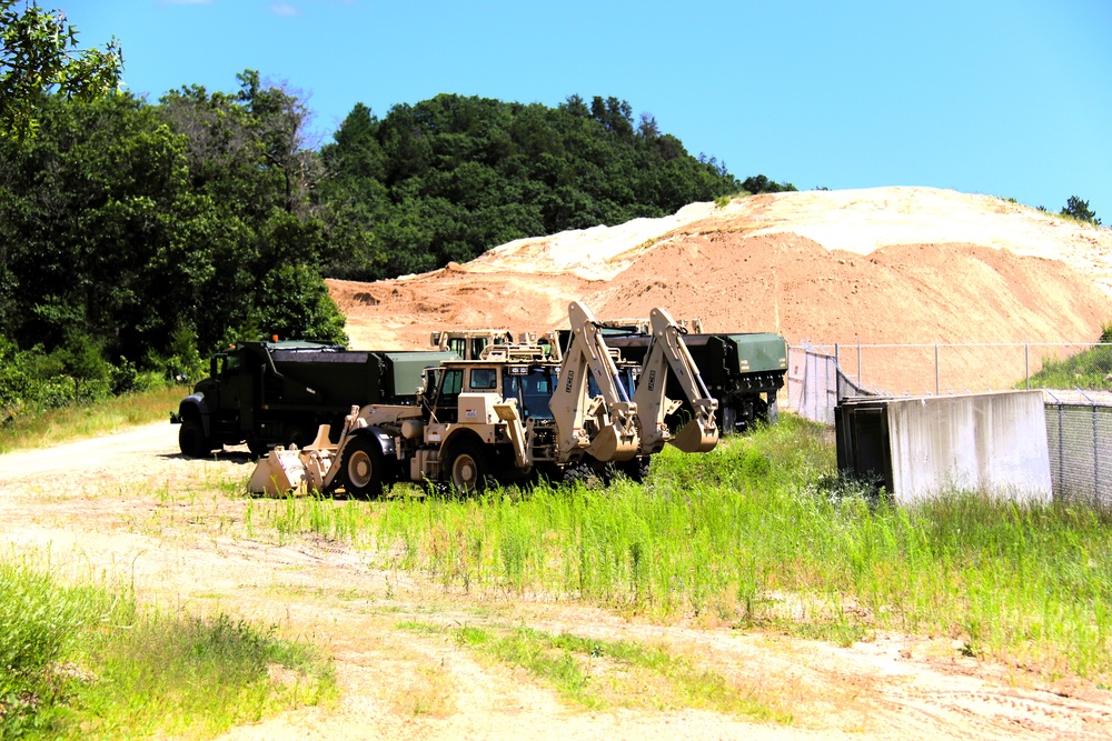 Soldiers from multiple engineer units associated with Army Reserve’s 389th Engineer Battalion train at McCoy in July 2025