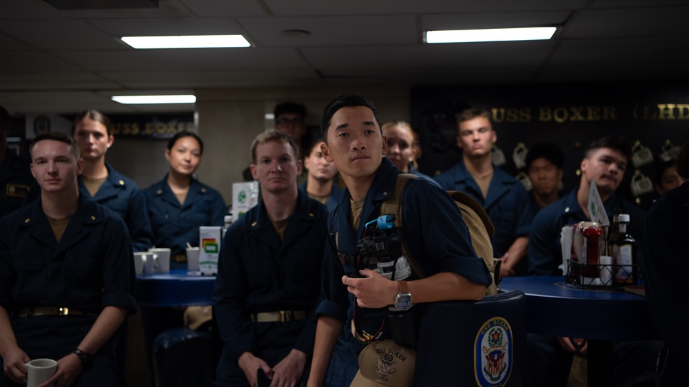 Midshipmen Brief aboard Boxer