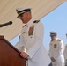 Lt. Joshua Keats delivers an invocation during a change of command ceremony
