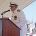 Cmdr. Arturo Trejo gives remarks during his change of command ceremony