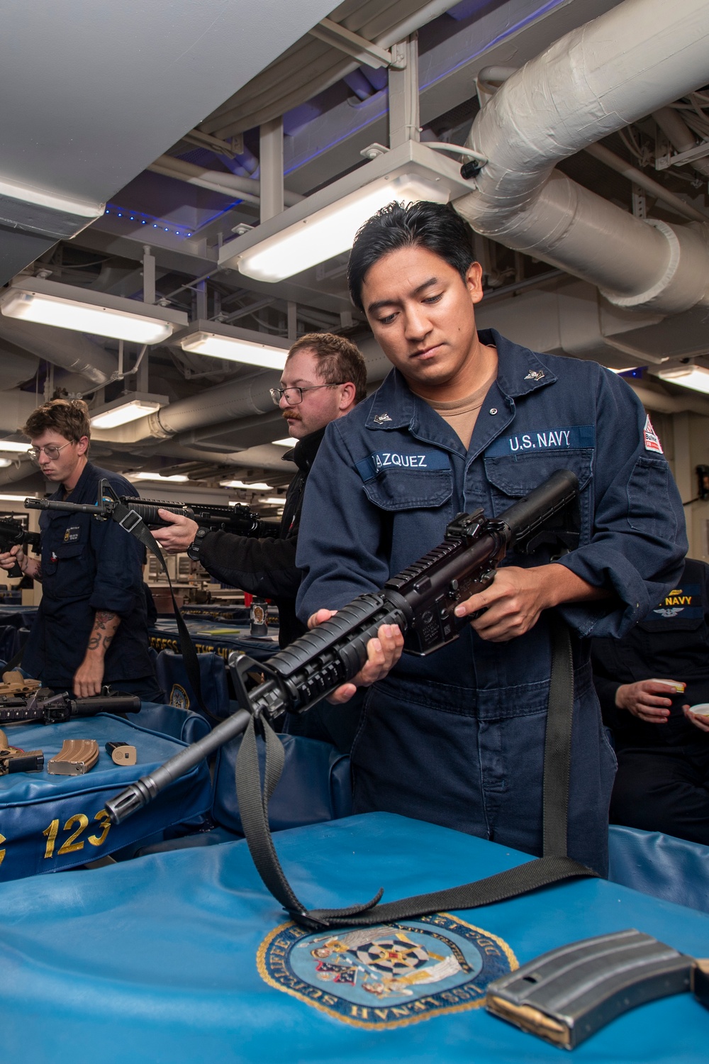 USS Higbee Sailors Conduct Weapons Familiarity Training
