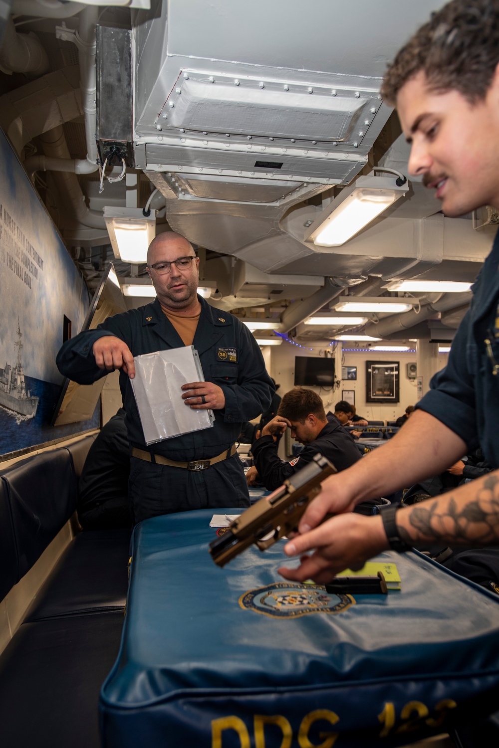 USS Higbee Sailors Conduct Weapons Familiarity Training
