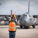 U.S. Reserve Airmen exit a C-130 Super Hercules upon arrival for Patriot Medic 25